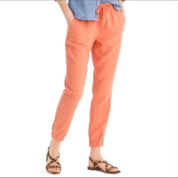 J. Crew Pants - J. Crew Point Sur Peach Seaside Linen Joggers - 10